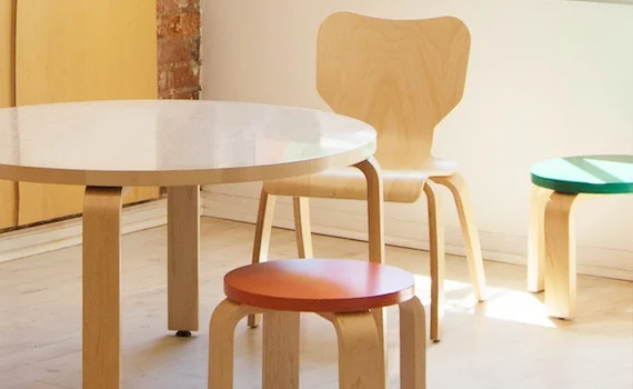 Children's table and wood seating